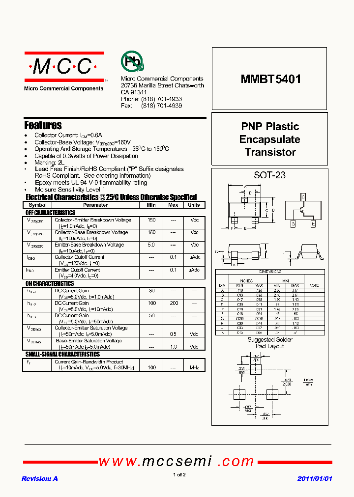 MMBT5401_8155300.PDF Datasheet