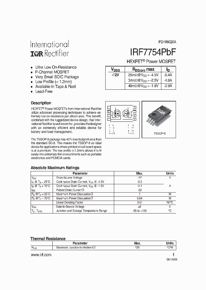 IRF7754TRPBF_8156055.PDF Datasheet