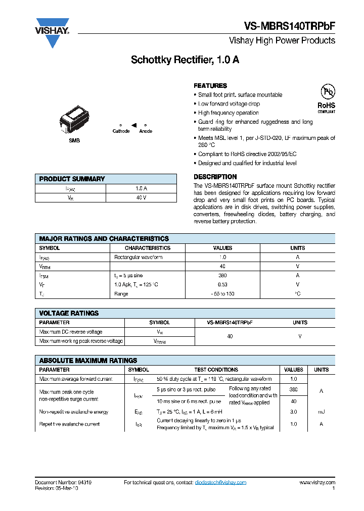 VS-MBRS140TRPBF_8156695.PDF Datasheet