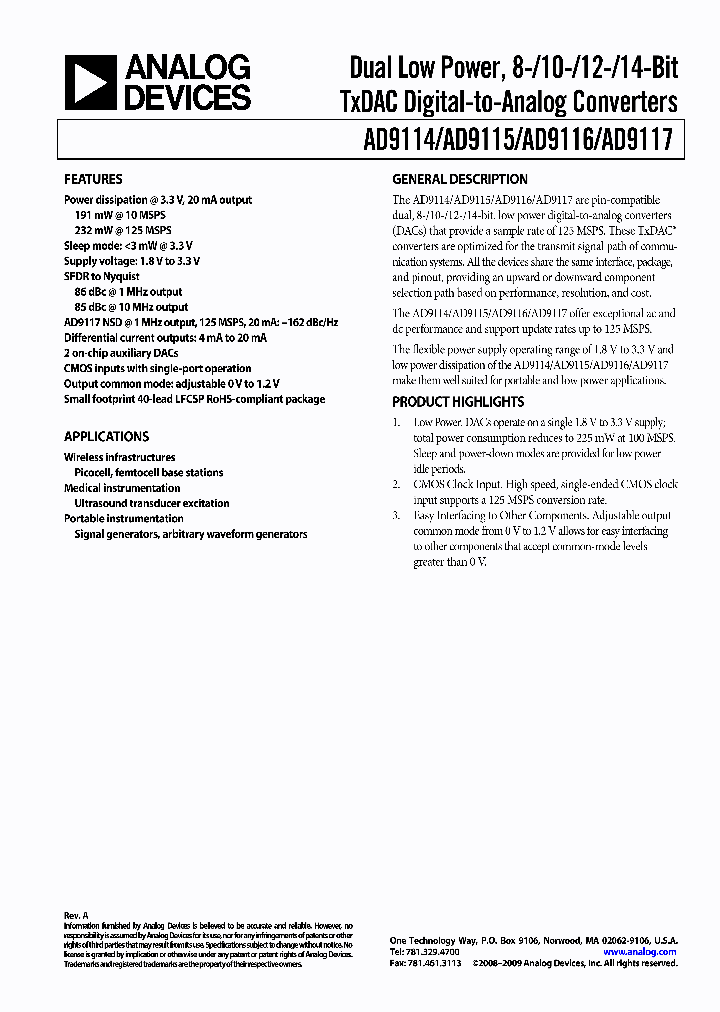 AD9114BCPZRL7_8157591.PDF Datasheet