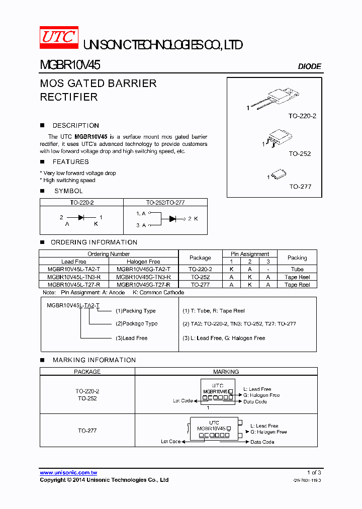 MGBR10V45G-T27-R_8160328.PDF Datasheet
