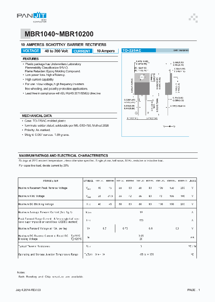 MBR10100_8162337.PDF Datasheet
