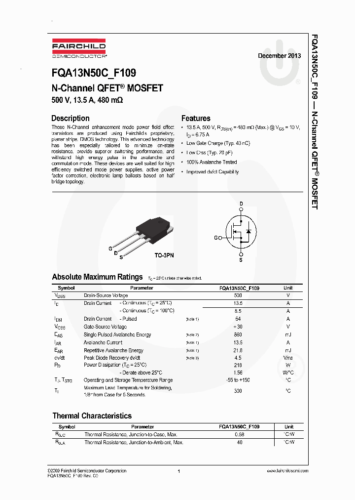 FQA13N50CF109_8162953.PDF Datasheet