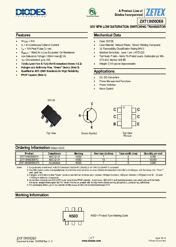 ZXT13N50DE6TA_8162957.PDF Datasheet