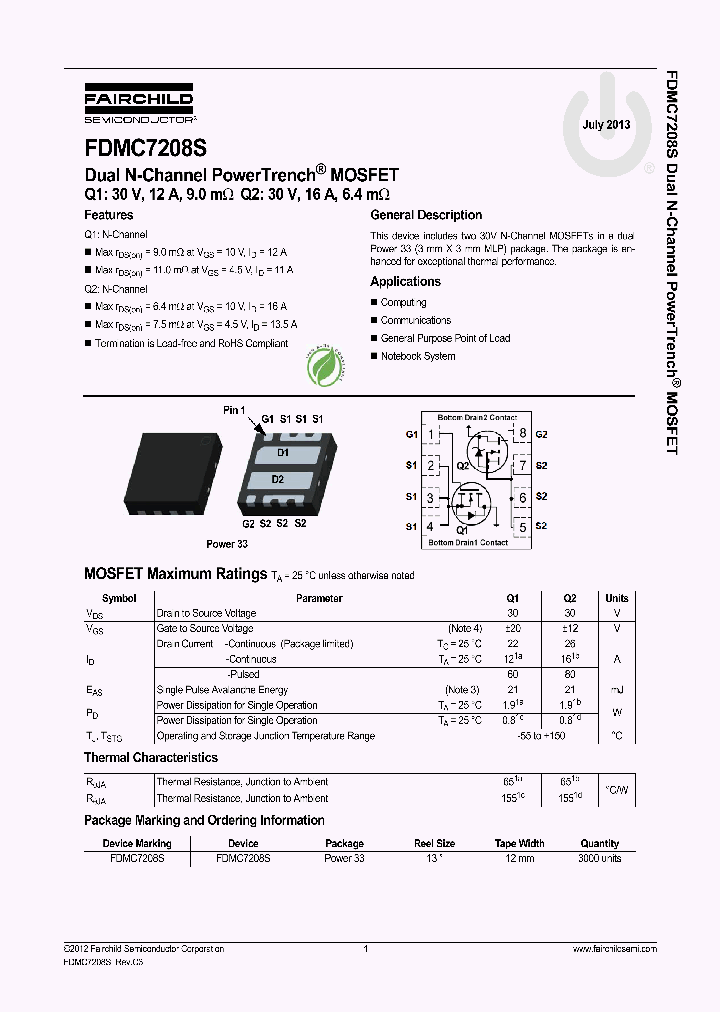 FDMC7208S_8163289.PDF Datasheet
