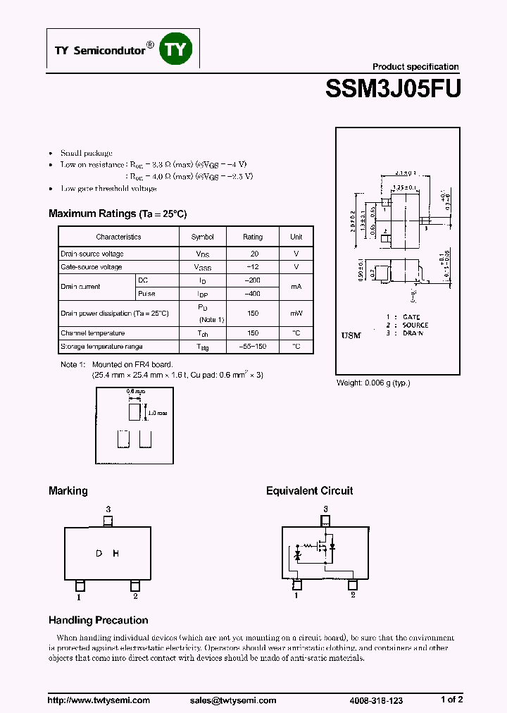 SSM3J05FU_8165652.PDF Datasheet