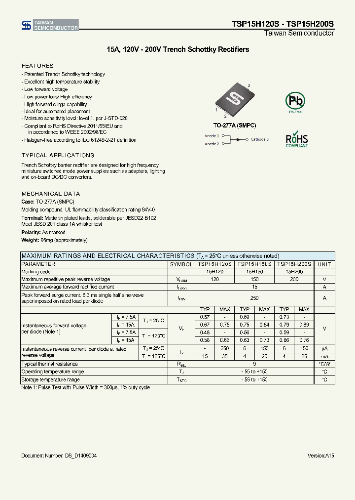 TSP15H150S_8165551.PDF Datasheet