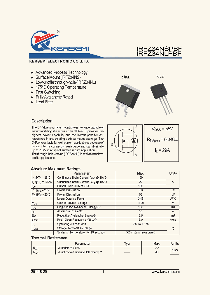 IRFZ34NLPBF_8167014.PDF Datasheet