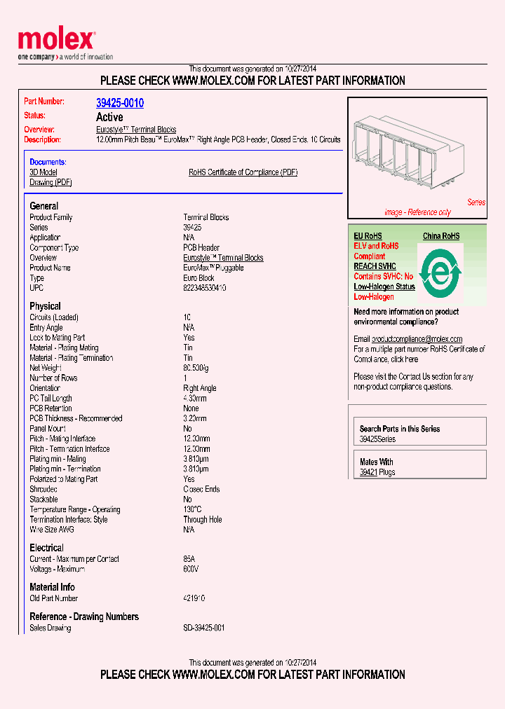 39425-0010_8167431.PDF Datasheet
