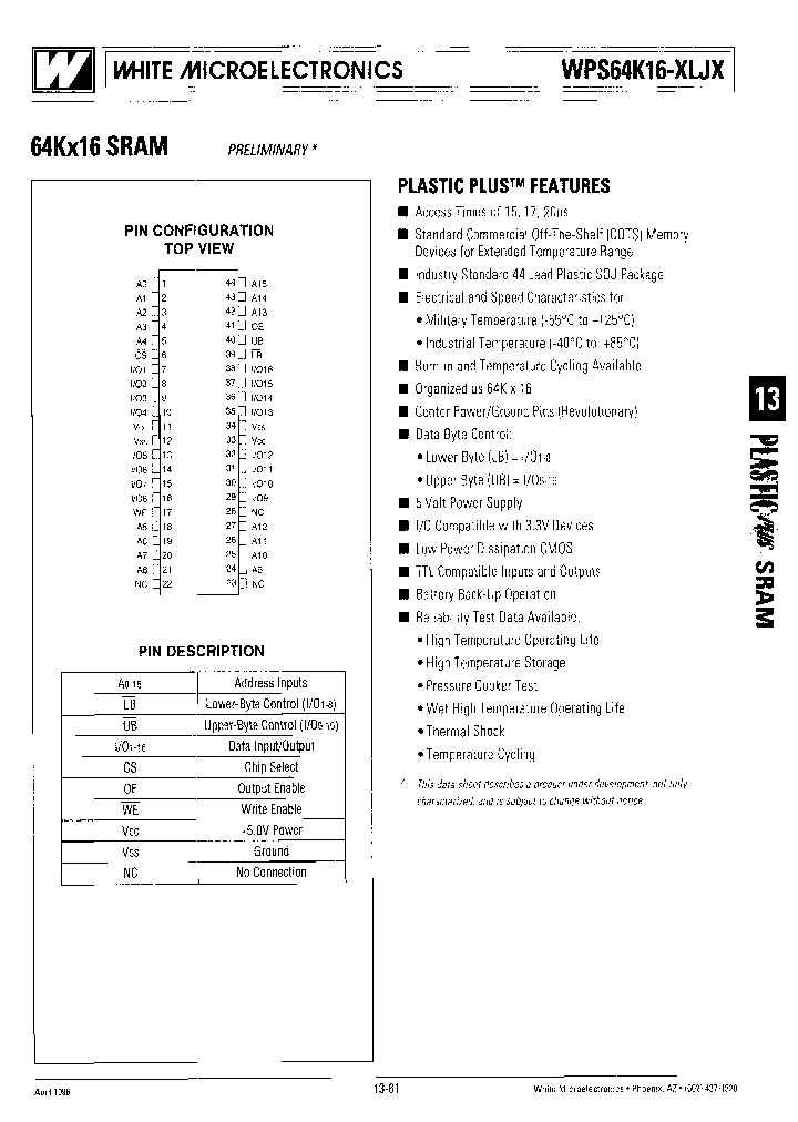 WPS64K16C-20LJI_8173186.PDF Datasheet