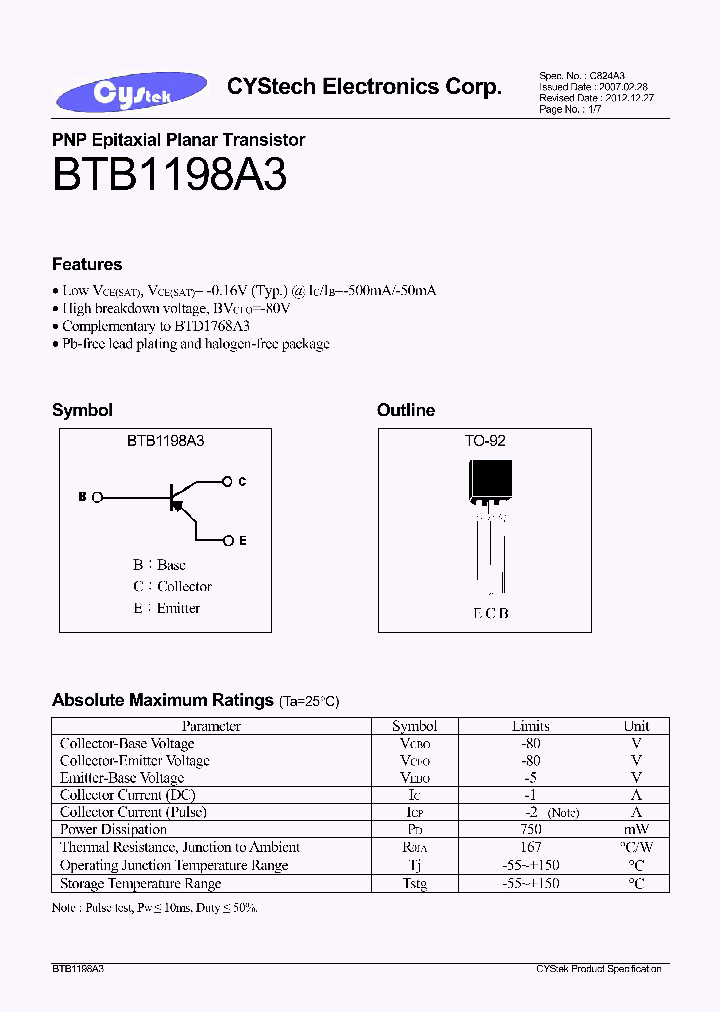 BTB1198A3-R-BK-G_8175939.PDF Datasheet