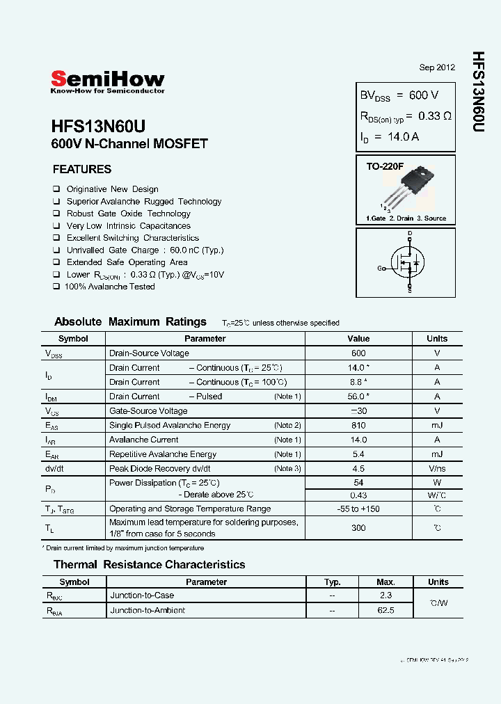 HFS13N60U_8178262.PDF Datasheet
