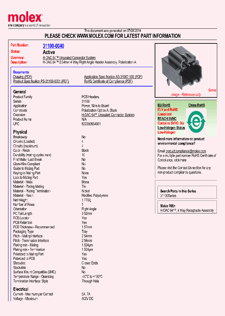 31100-0040_8179333.PDF Datasheet