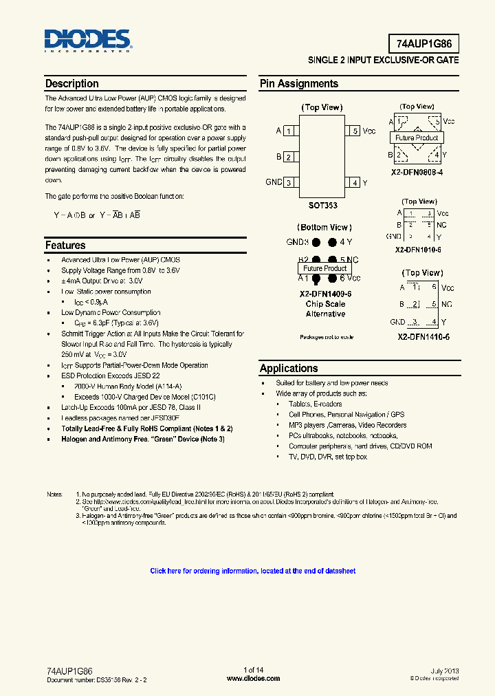 74AUP1G86SE-7_8179806.PDF Datasheet