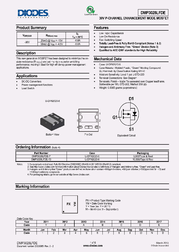 DMP3028LFDE-13_8180004.PDF Datasheet