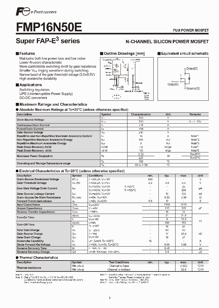 FMP16N50E_8180631.PDF Datasheet
