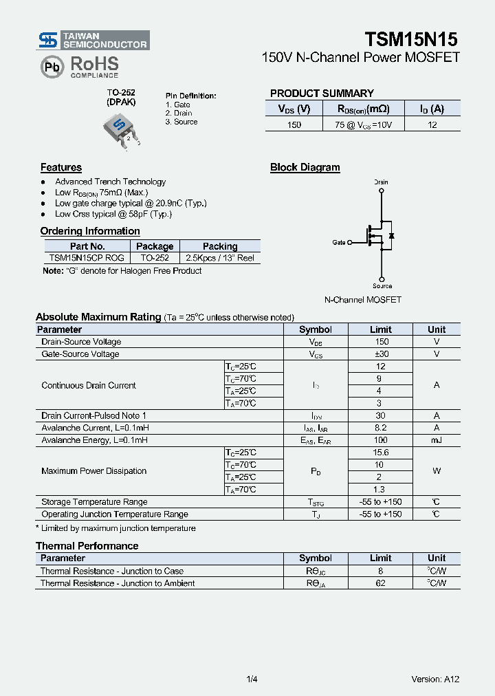 TSM15N15_8182804.PDF Datasheet
