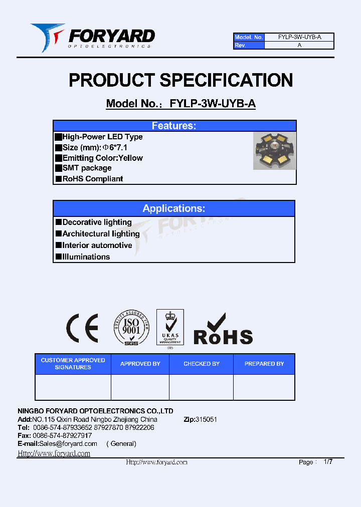 FYLP-3W-UYB-A_8192405.PDF Datasheet