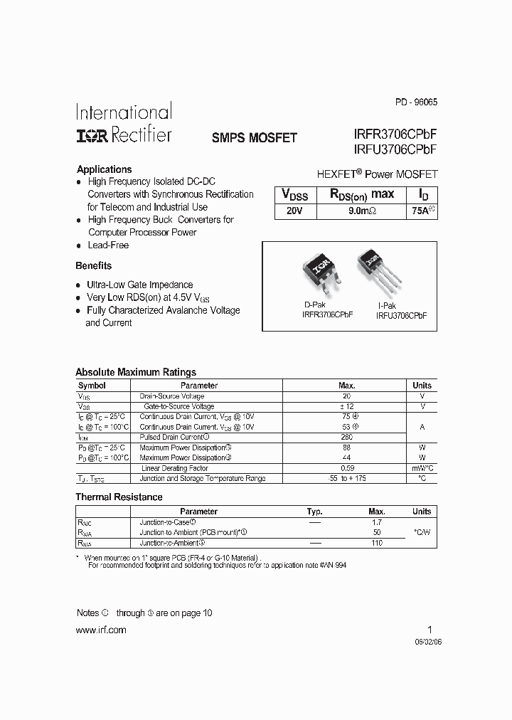 IRFR3706CPBF_8193122.PDF Datasheet