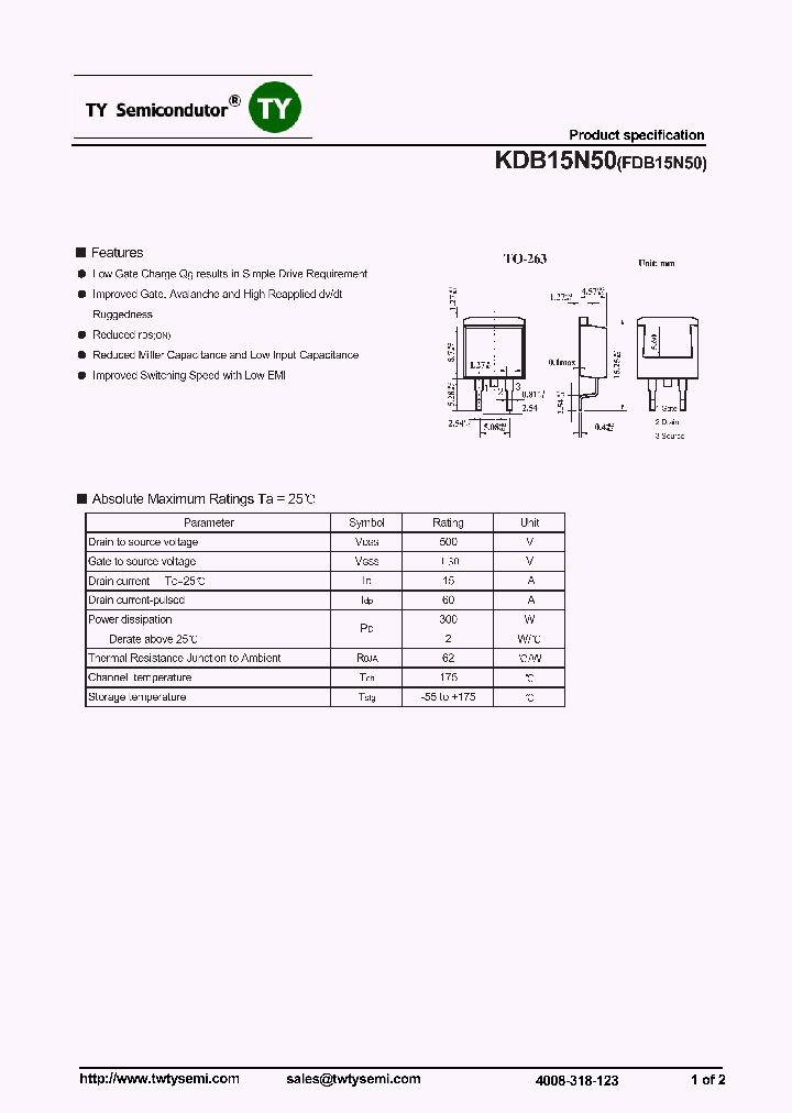 KDB15N50_8193386.PDF Datasheet