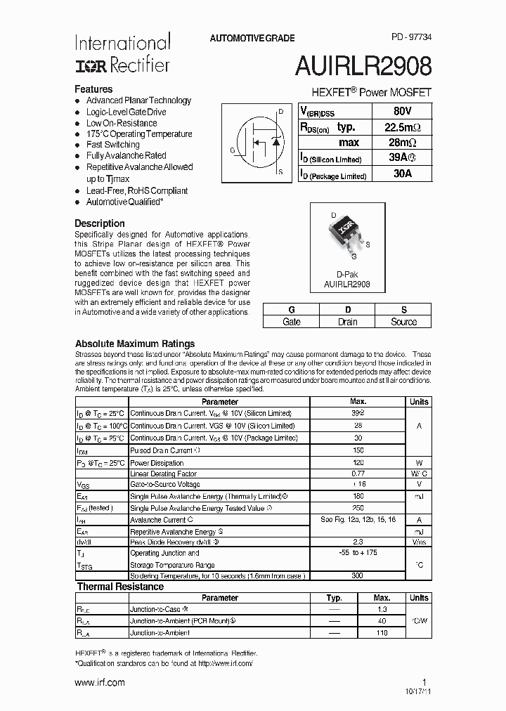 AUIRLR2908TRL_8194734.PDF Datasheet