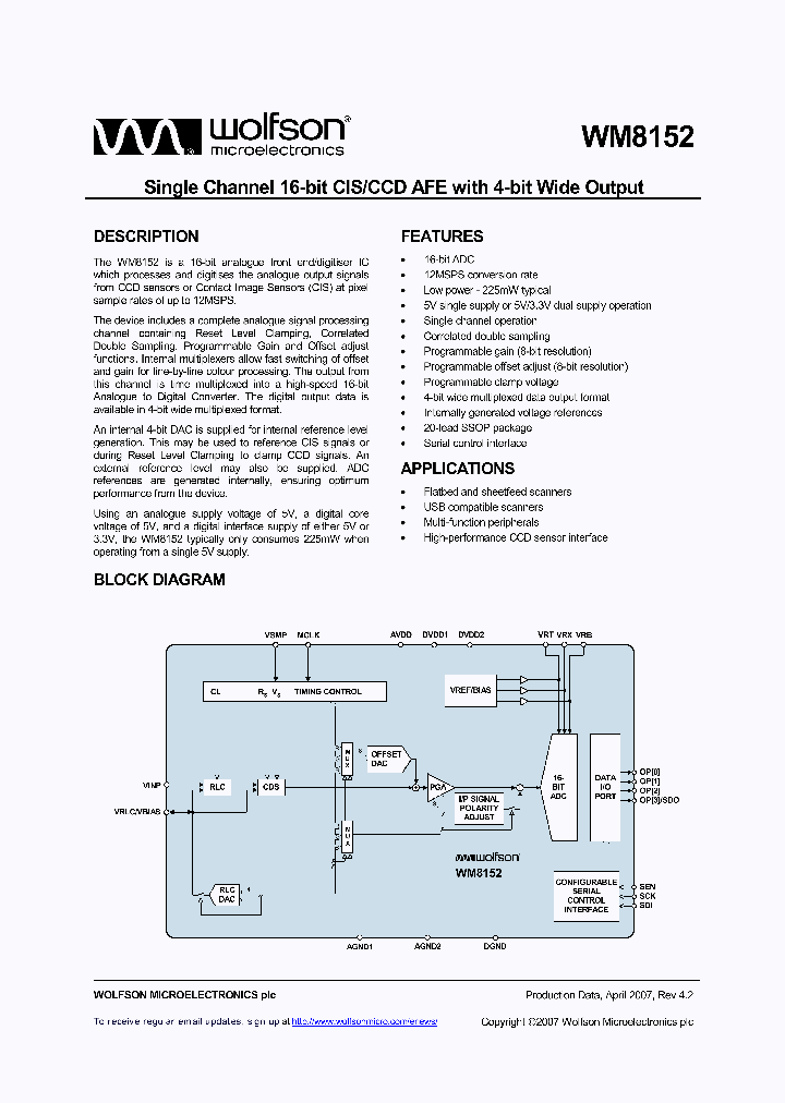 WM8152SCDSR_8199134.PDF Datasheet
