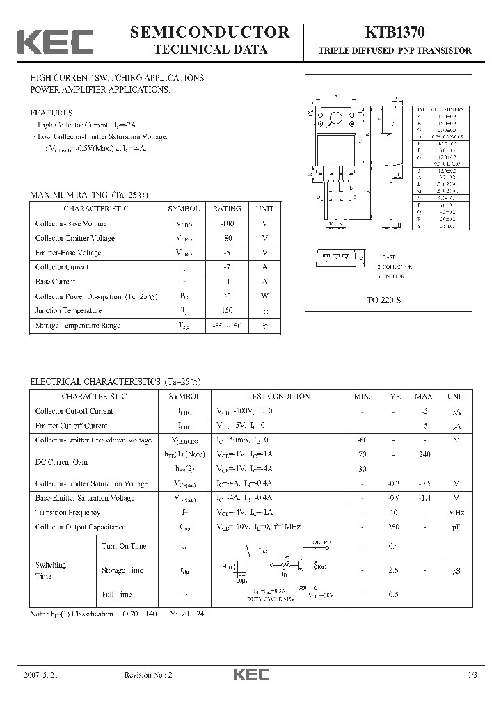 KTB1370-15_8199245.PDF Datasheet