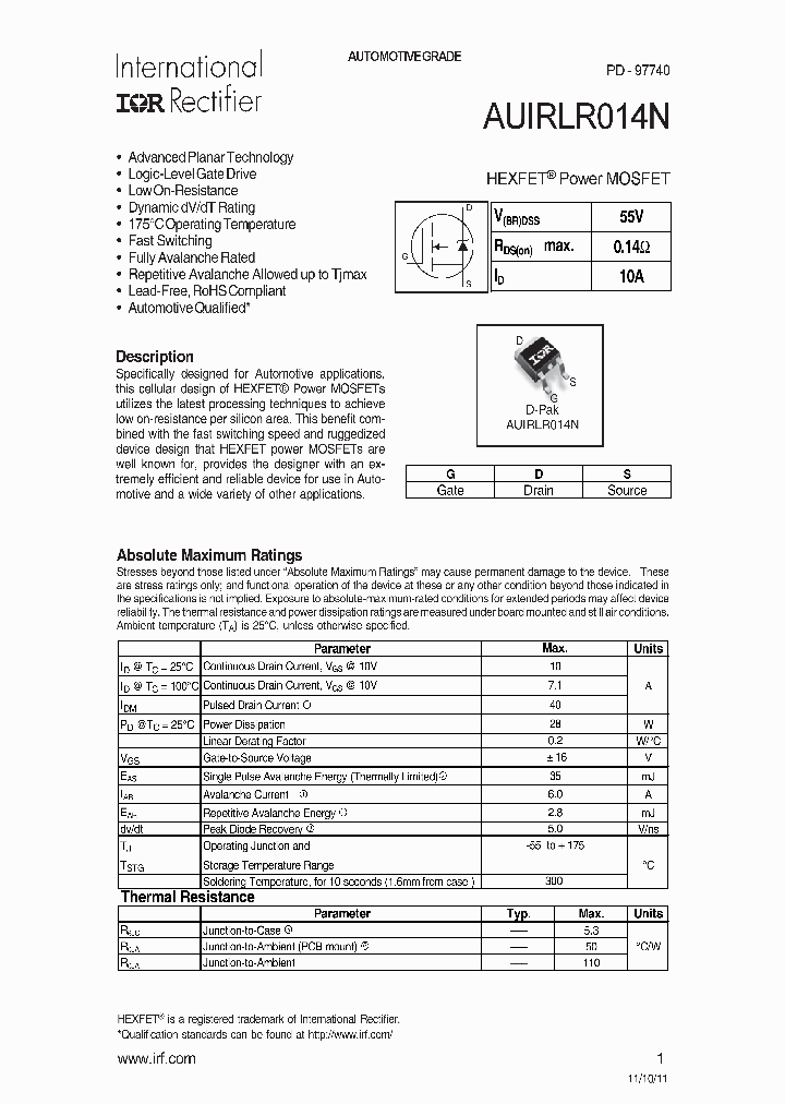 AUIRLR014NTR_8200346.PDF Datasheet
