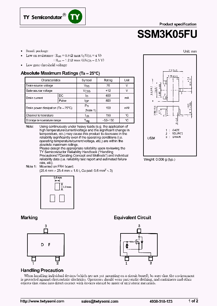 SSM3K05FU_8200562.PDF Datasheet