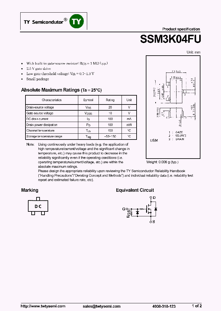 SSM3K04FU_8200561.PDF Datasheet