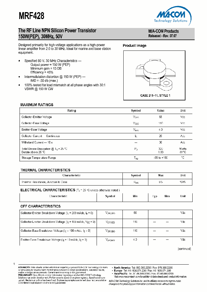 MRF428_8201251.PDF Datasheet