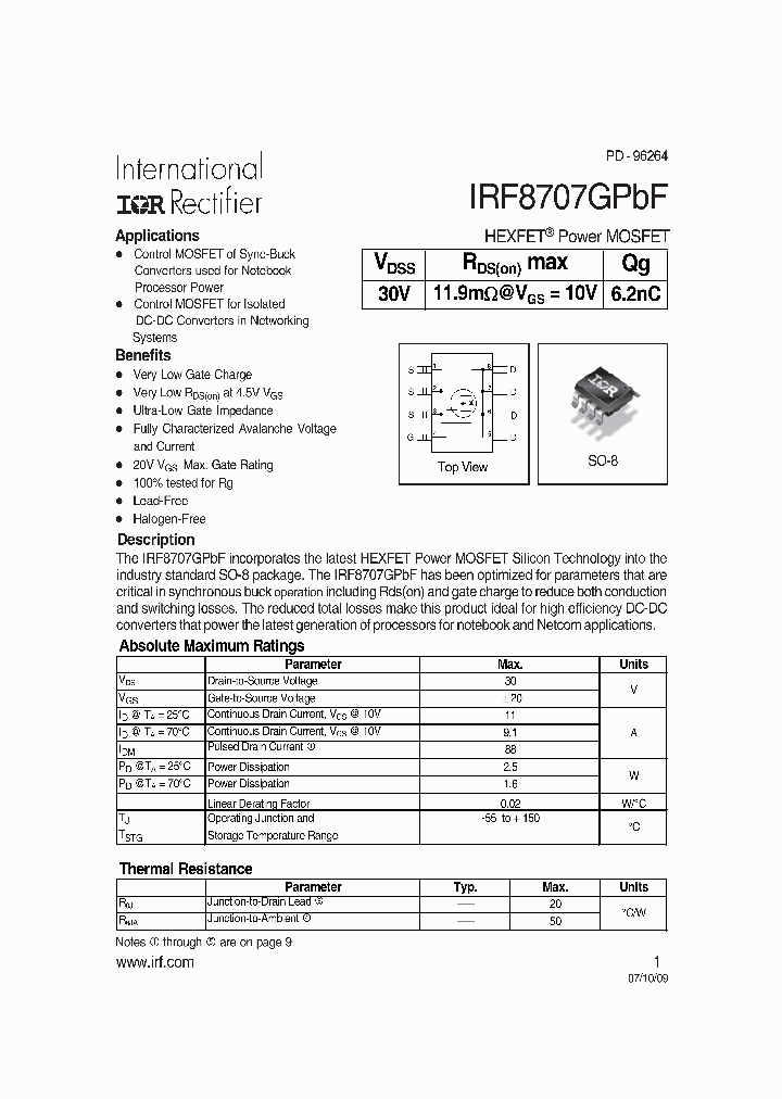 IRF8707GPBF_8206821.PDF Datasheet