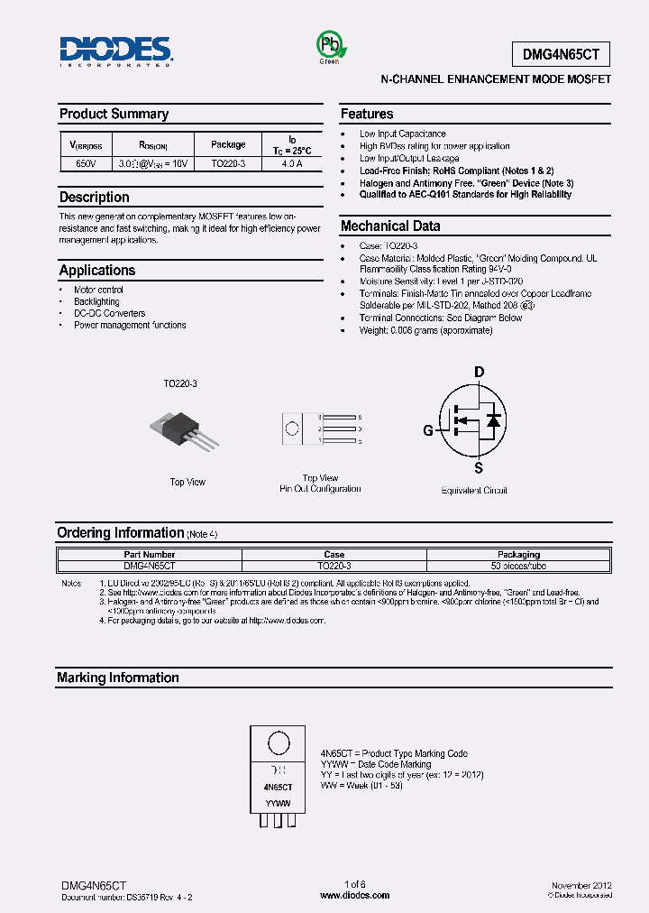 DMG4N65CT_8207774.PDF Datasheet