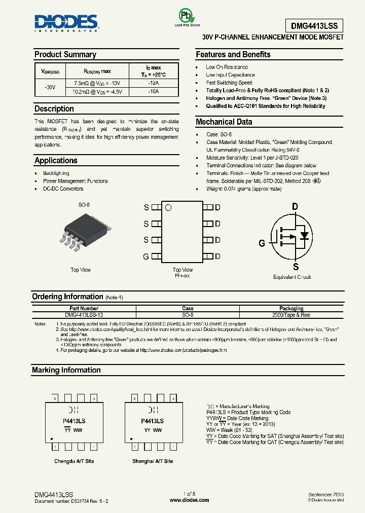 DMG4413LSS-15_8207797.PDF Datasheet