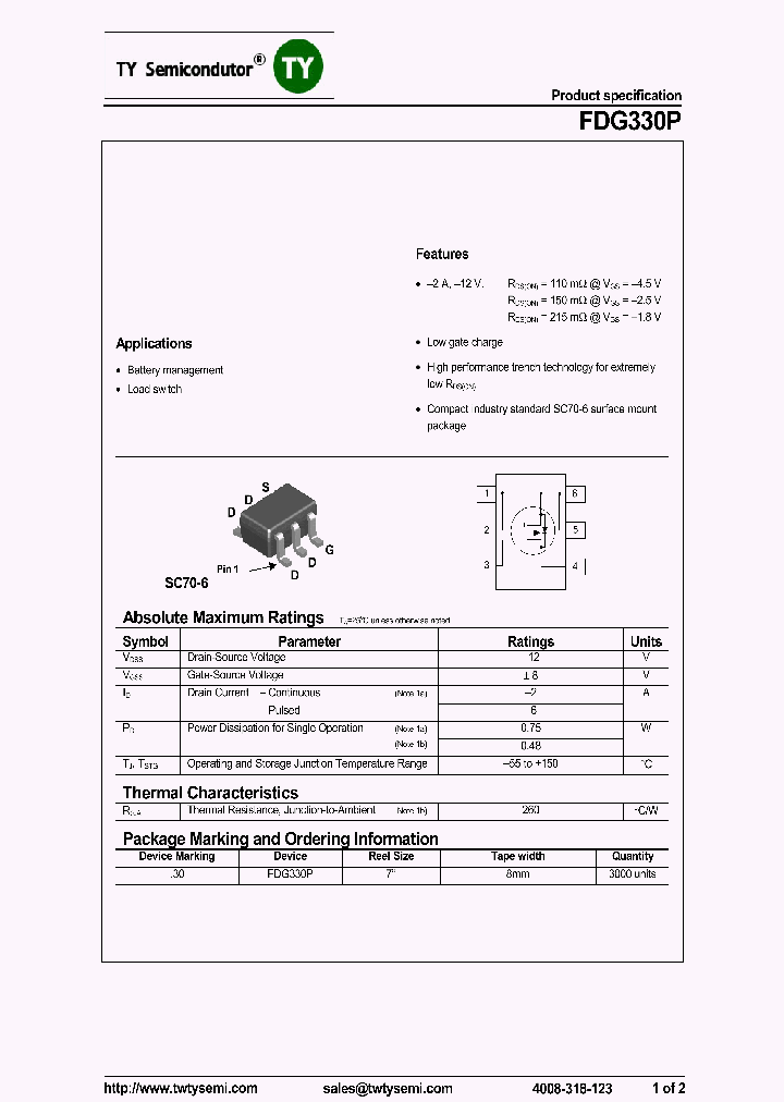 FDG330P_8209063.PDF Datasheet