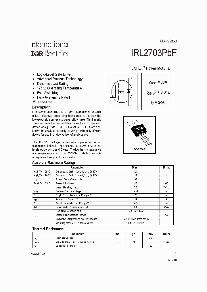IRL2703PBF_8209911.PDF Datasheet