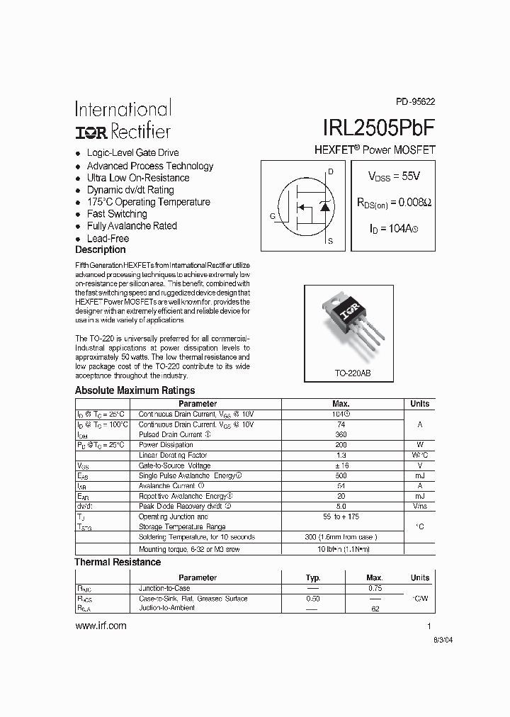 IRL2505PBF-15_8209908.PDF Datasheet