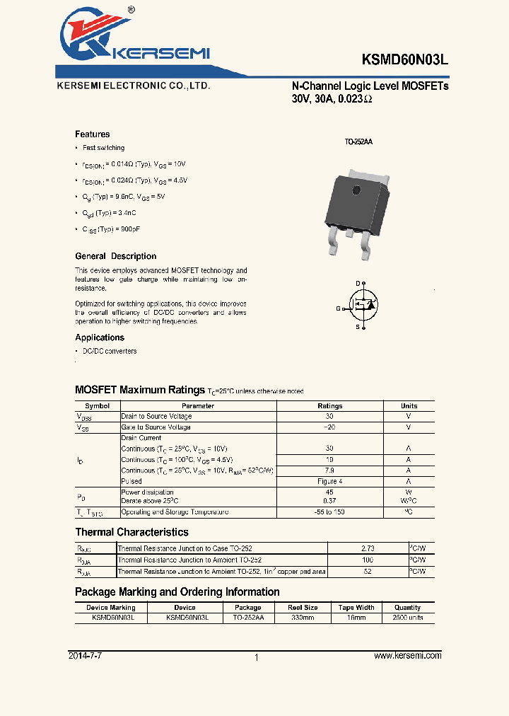 KSMD60N03L_8210647.PDF Datasheet