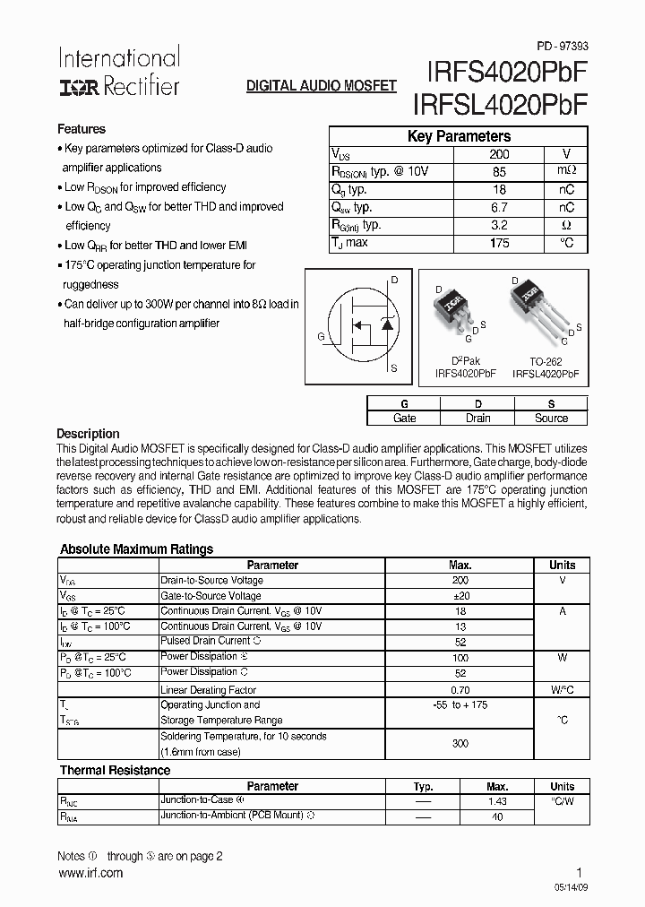 IRFS4020PBF_8210817.PDF Datasheet