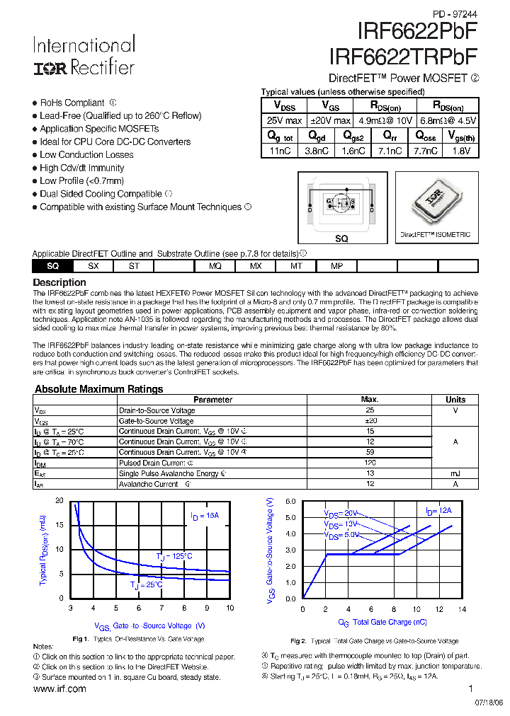 IRF6622PBF_8211267.PDF Datasheet