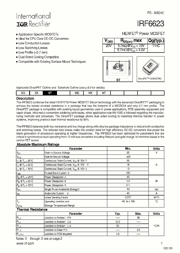 IRF6623TR1_8211272.PDF Datasheet