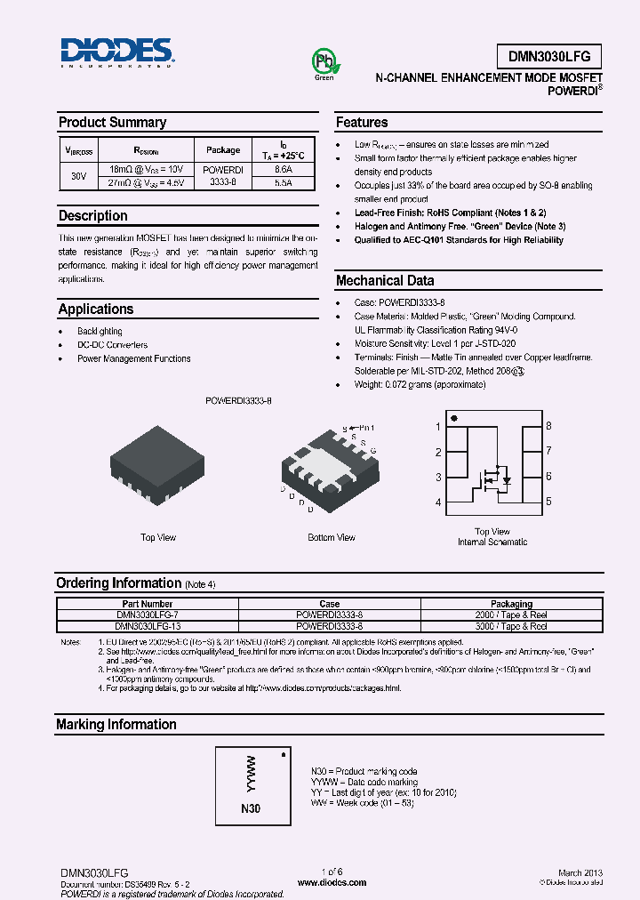DMN3030LFG-13_8211823.PDF Datasheet