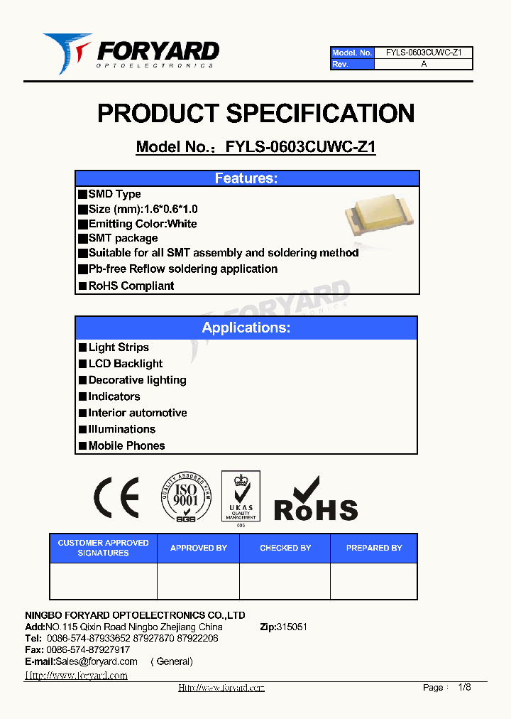 FYLS-0603CUWC-Z1_8211893.PDF Datasheet