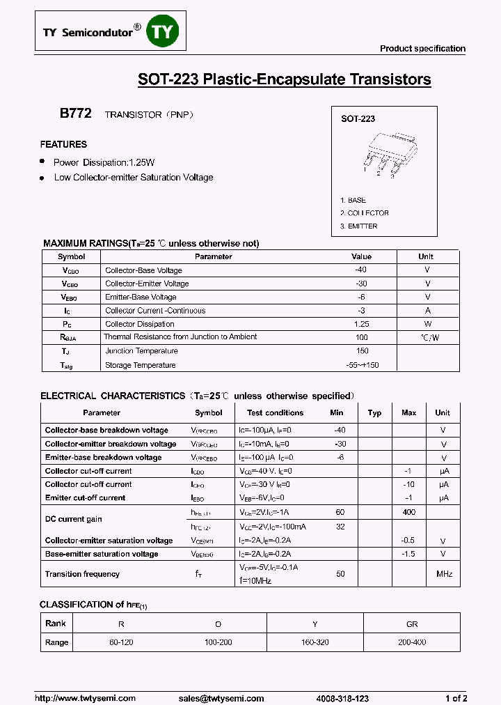 B772-SOT223_8212461.PDF Datasheet