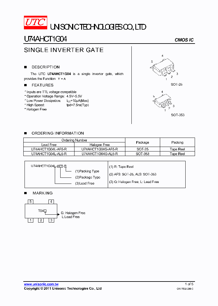 U74AHCT1G04_8212900.PDF Datasheet