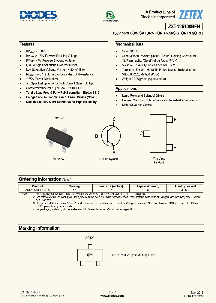 ZXTN25100BFH-15_8213209.PDF Datasheet