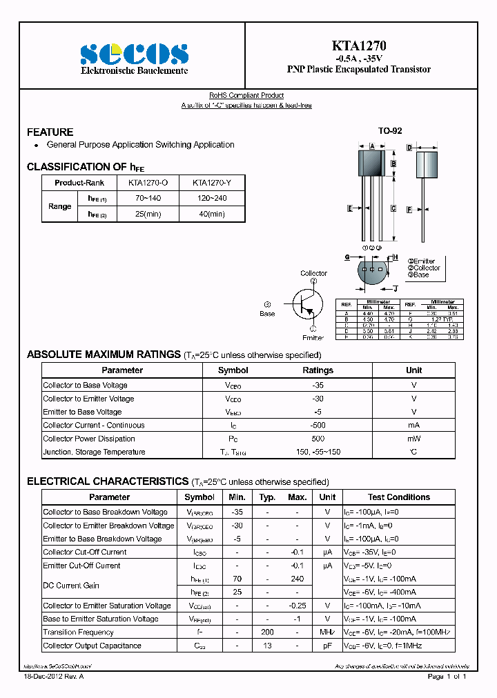 KTA1270_8213428.PDF Datasheet