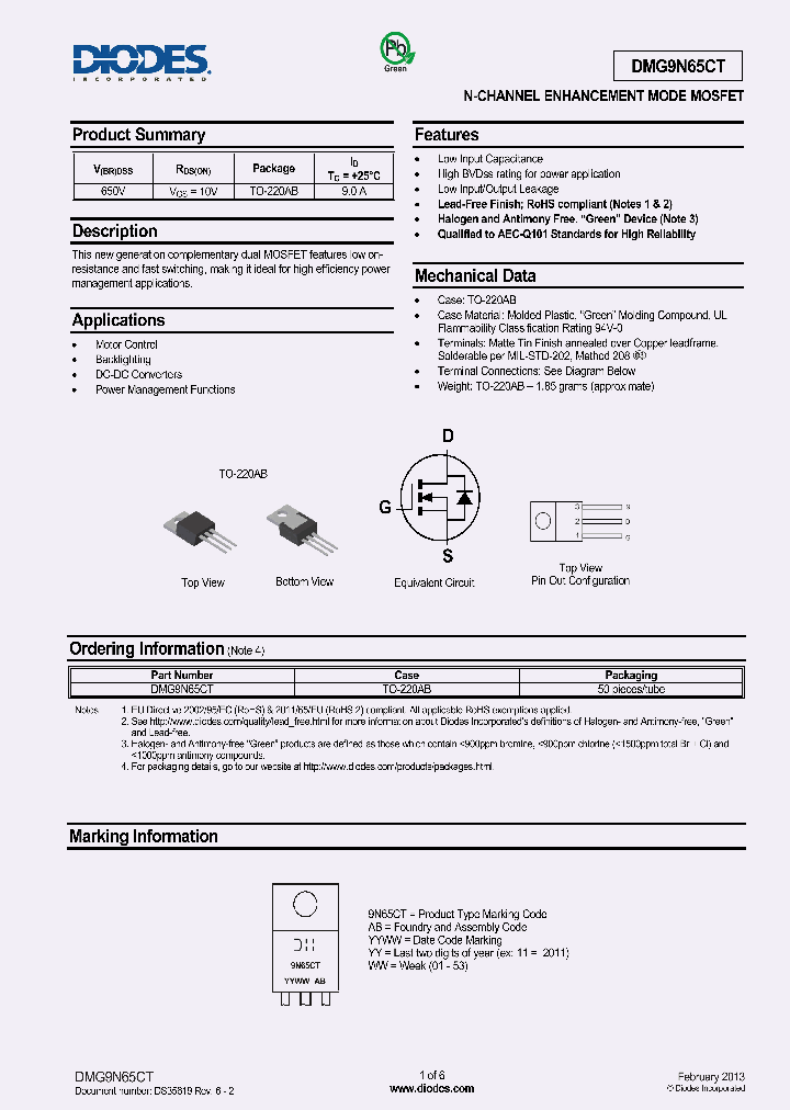 DMG9N65CT_8215640.PDF Datasheet