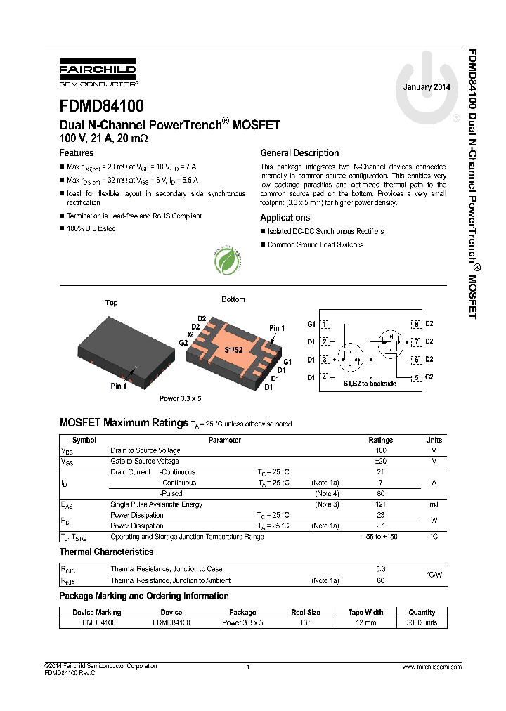 FDMD84100_8216903.PDF Datasheet