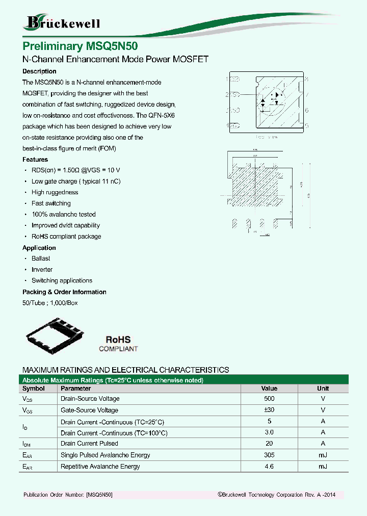 MSQ5N50_8219231.PDF Datasheet